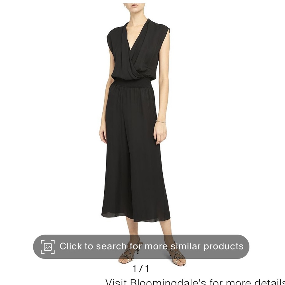 Theory Draped Silk Jumpsuit in Black - Size Medium